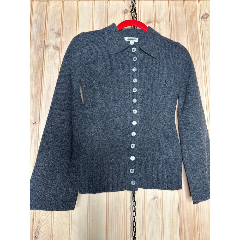 NWOT J.Crew Milano Stitch Cinched Waist Cardigan Gray Lambswool Rustic Size XXS - Picture 2 of 8